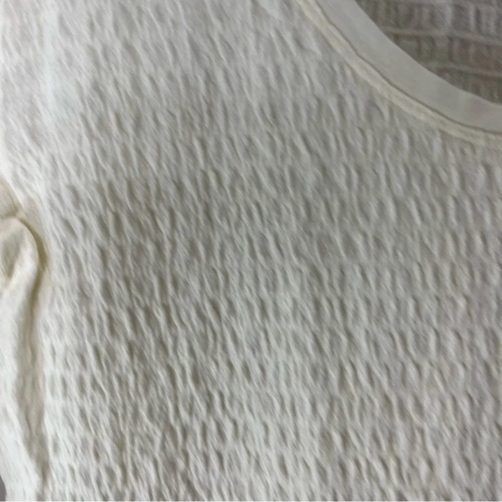 Anthropologie Cream Textured Top Bell Sleeves Shirt 310
